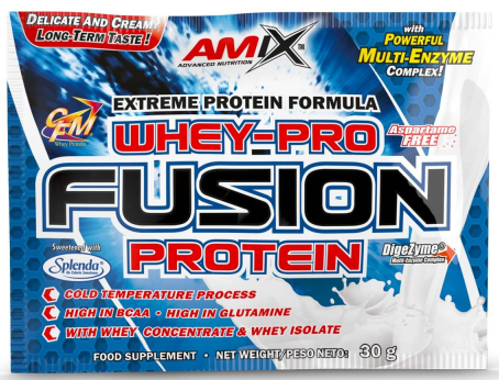 Syrovátkový proteinový prášek Amix Pro Fusion 30g čokoláda kokos
