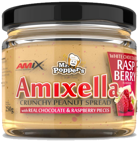 Arašídové máslo Amix Amixella 250g bílá čokoláda malina